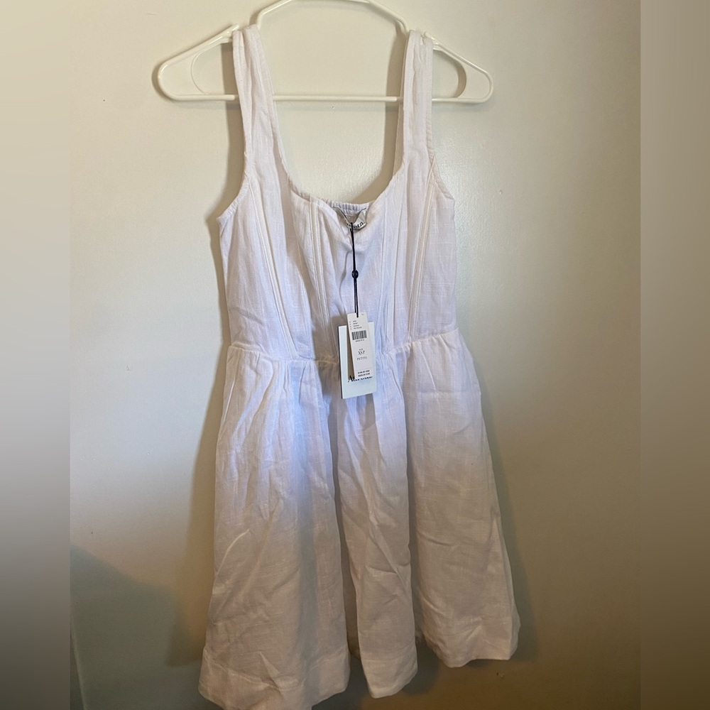 Anthropologie x Aureta white fit and flare corset dress